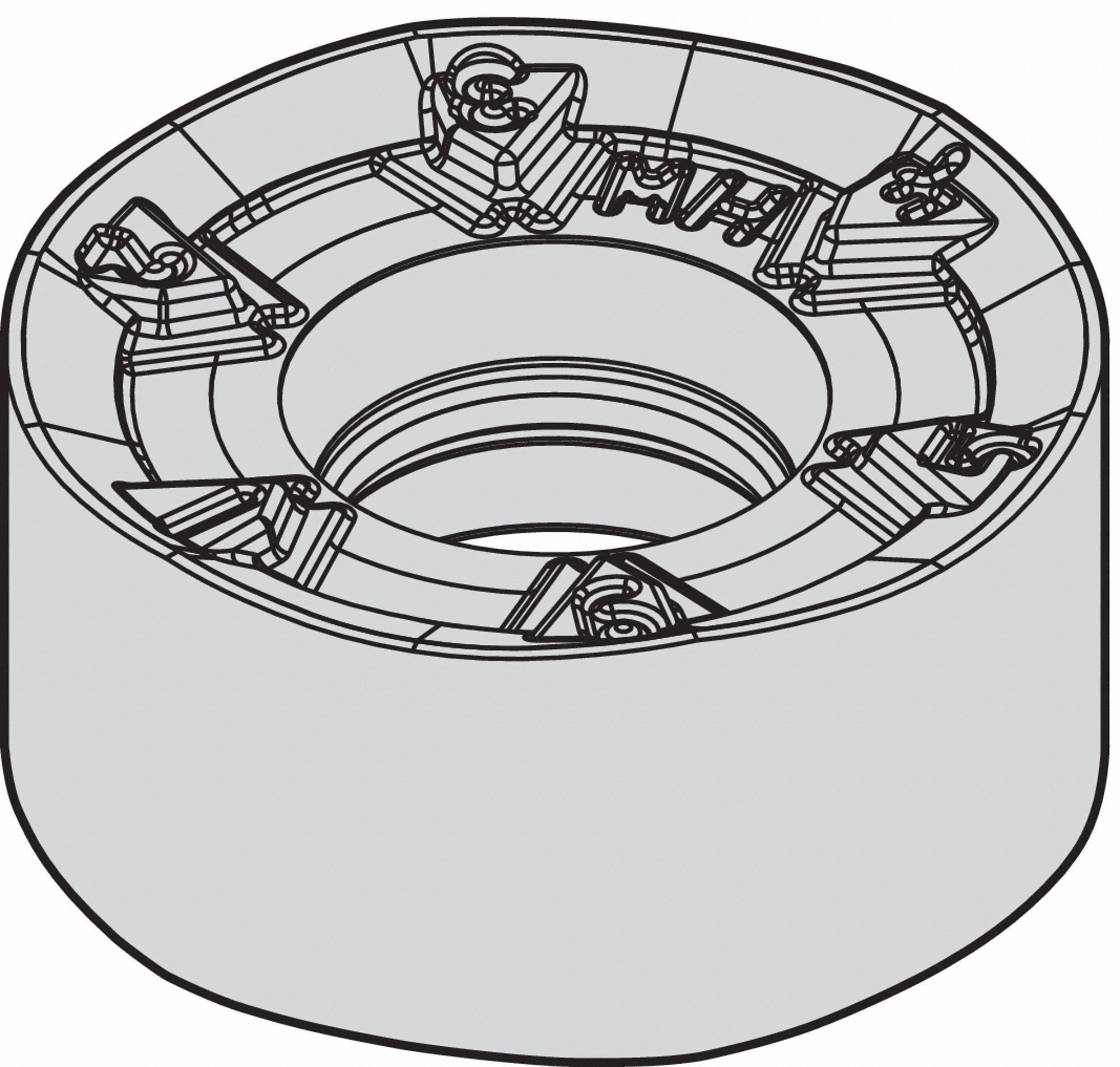 ROUND MILLING INSERT, ⅝ IN INSCRIBED CIRCLE, 0.2173 IN THICK, M200, CHIP-BREAKER, CVD