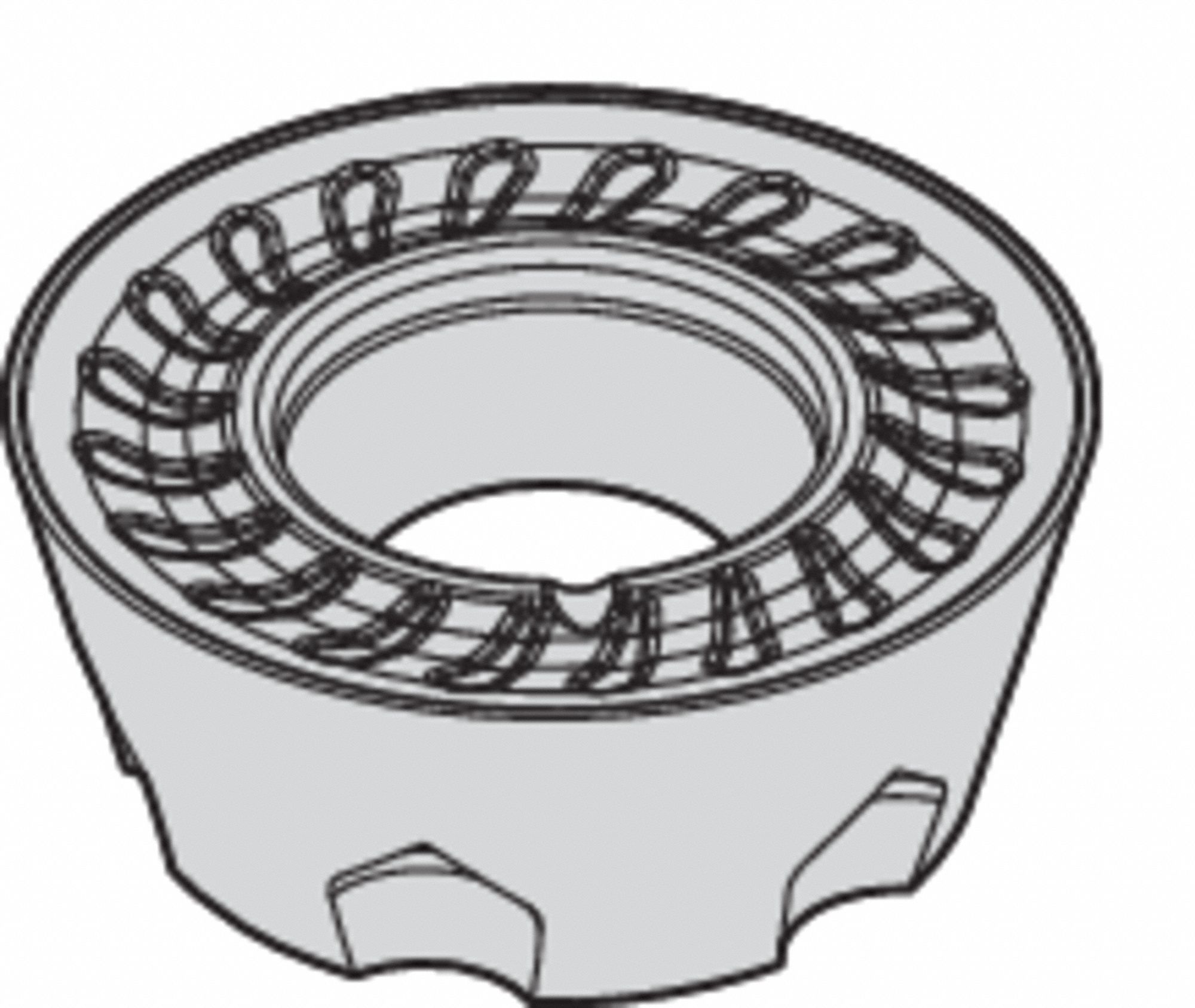 Round Milling Insert: 0.4720 in Inscribed Circle, 0.1870 in Thick, M100 Series, Chip-Breaker
