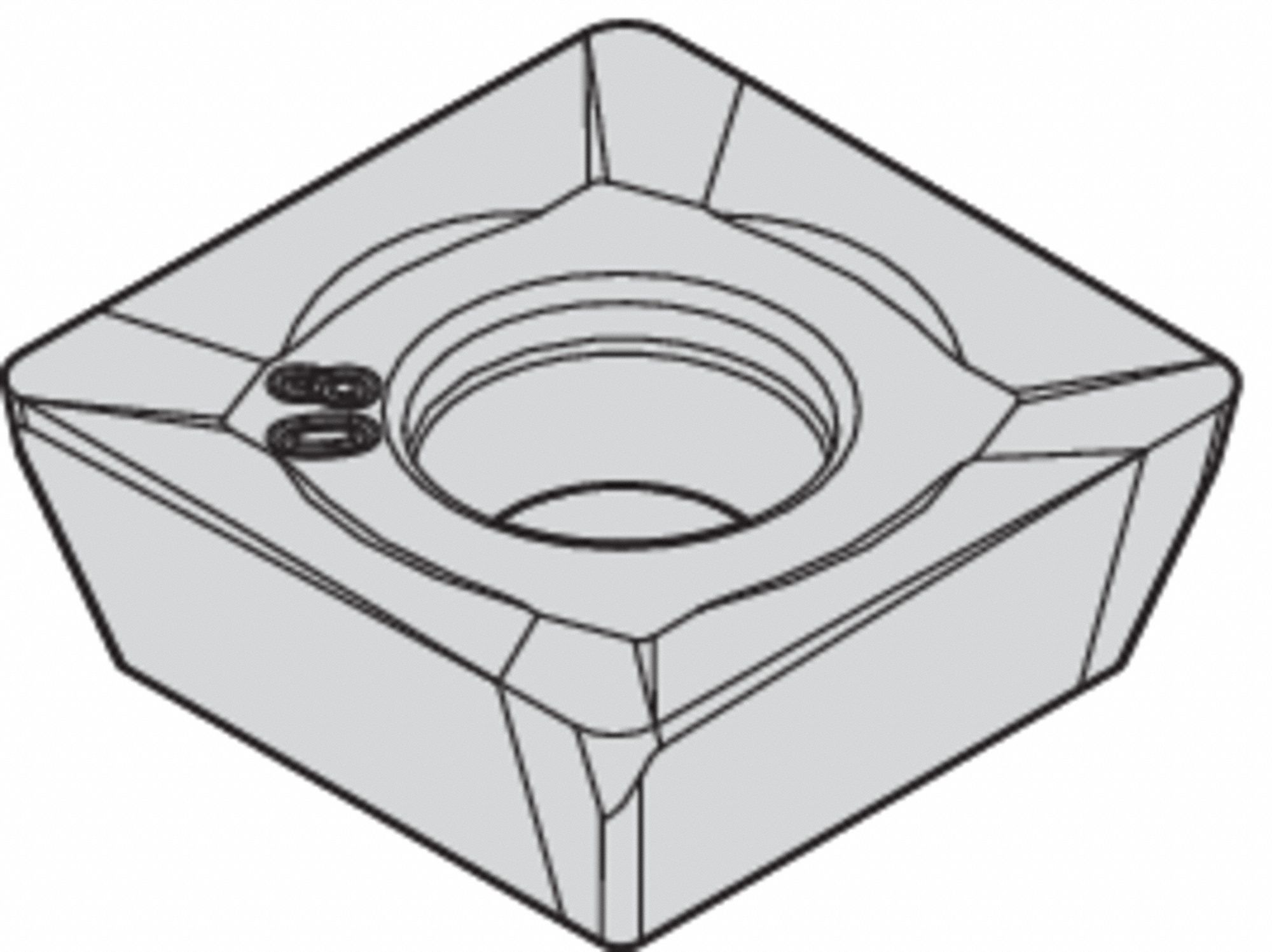 Square Milling Insert: 1/2 in Inscribed Circle, 1/32 in Corner Radius, 0.1870 in Thick