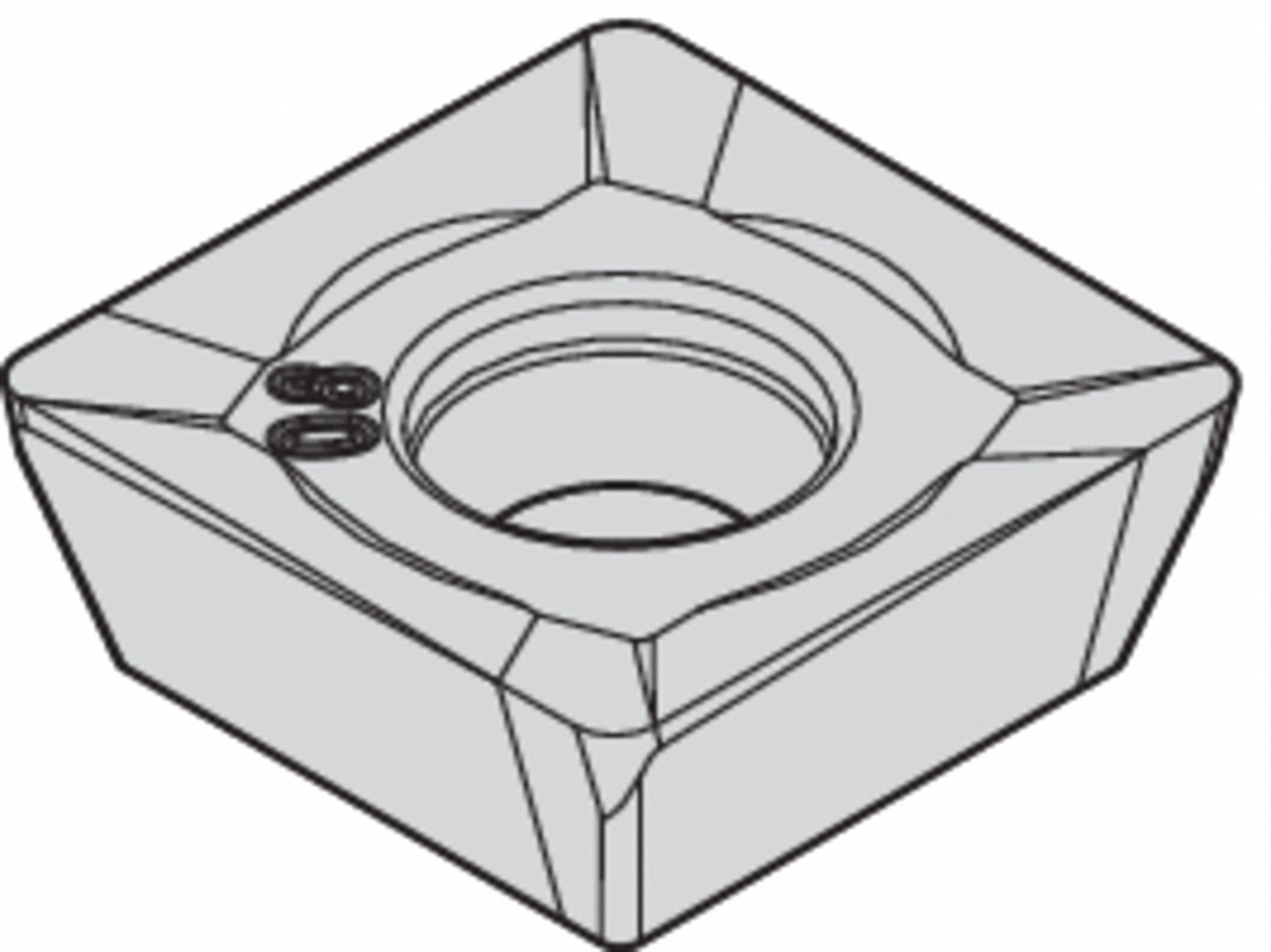 SQUARE MILLING INSERT, ½ IN INSCRIBED CIRCLE, 1/32 IN CORNER RADIUS, 0.187 IN THICK