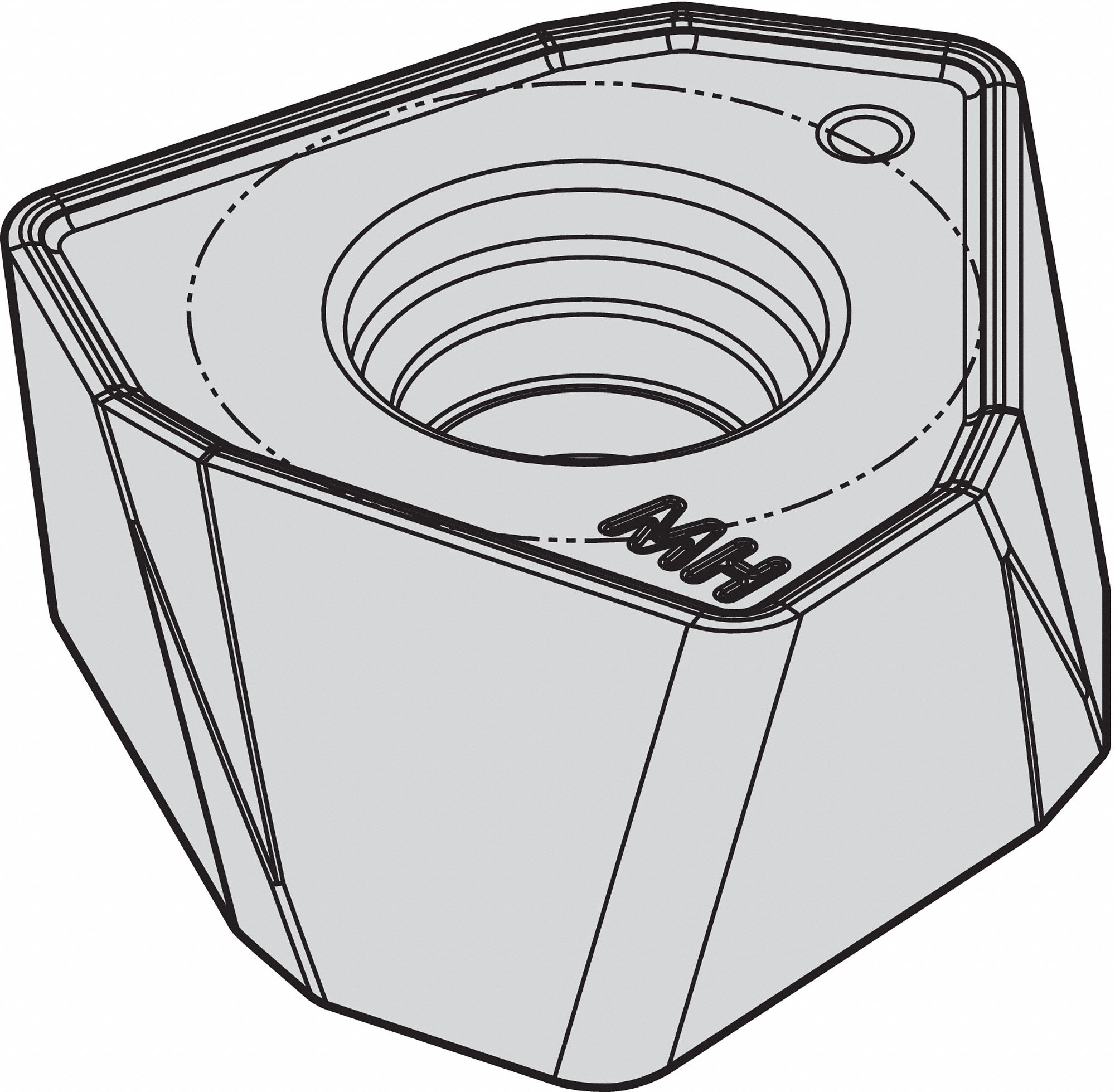 Trigon Milling Insert: 0.4720 in Inscribed Circle, 1.27mm Corner Radius, 0.2870 in Thick