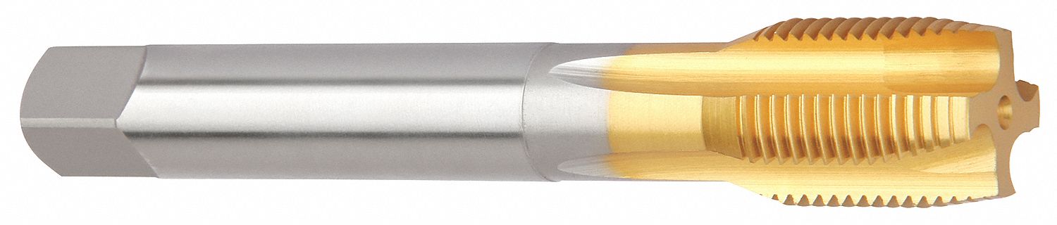 Straight Flute Tap: 1/4"-19 Thread Size, 13/16 in Thread Lg, 3 15/16 in Overall Lg, Plug