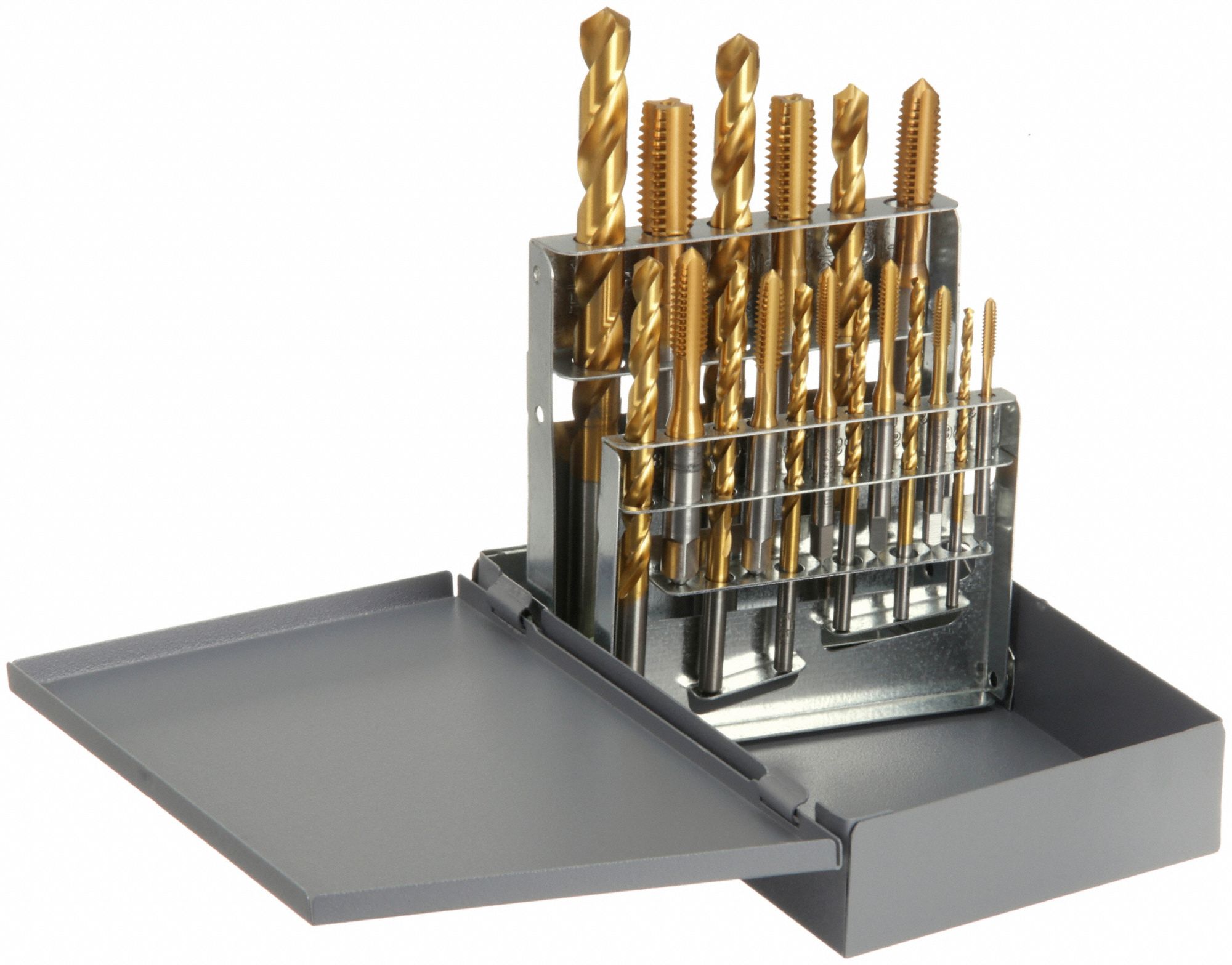 GREENFIELD THREADING, 18 Pieces, High Speed Steel, Combination Drill ...