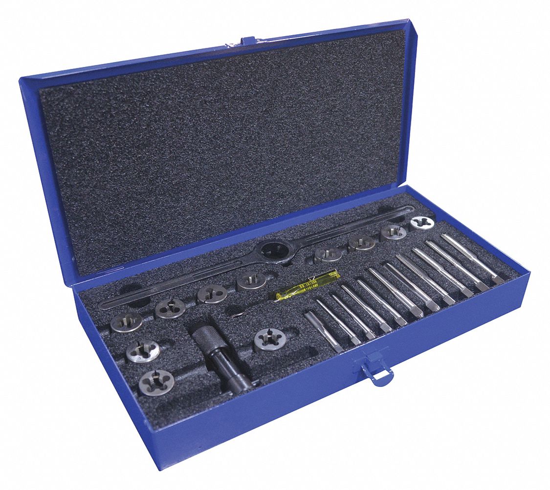 GREENFIELD THREADING Tap and Die Set, Number of Pieces 23, Die Shape