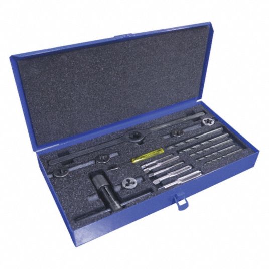 GREENFIELD THREADING Drill Bit, Tap, and Die Set 15 Pieces, 5 Drills