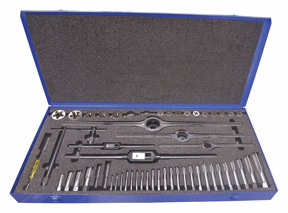 GREENFIELD THREADING Tap and Die Set, Number of Pieces 52, Die Shape