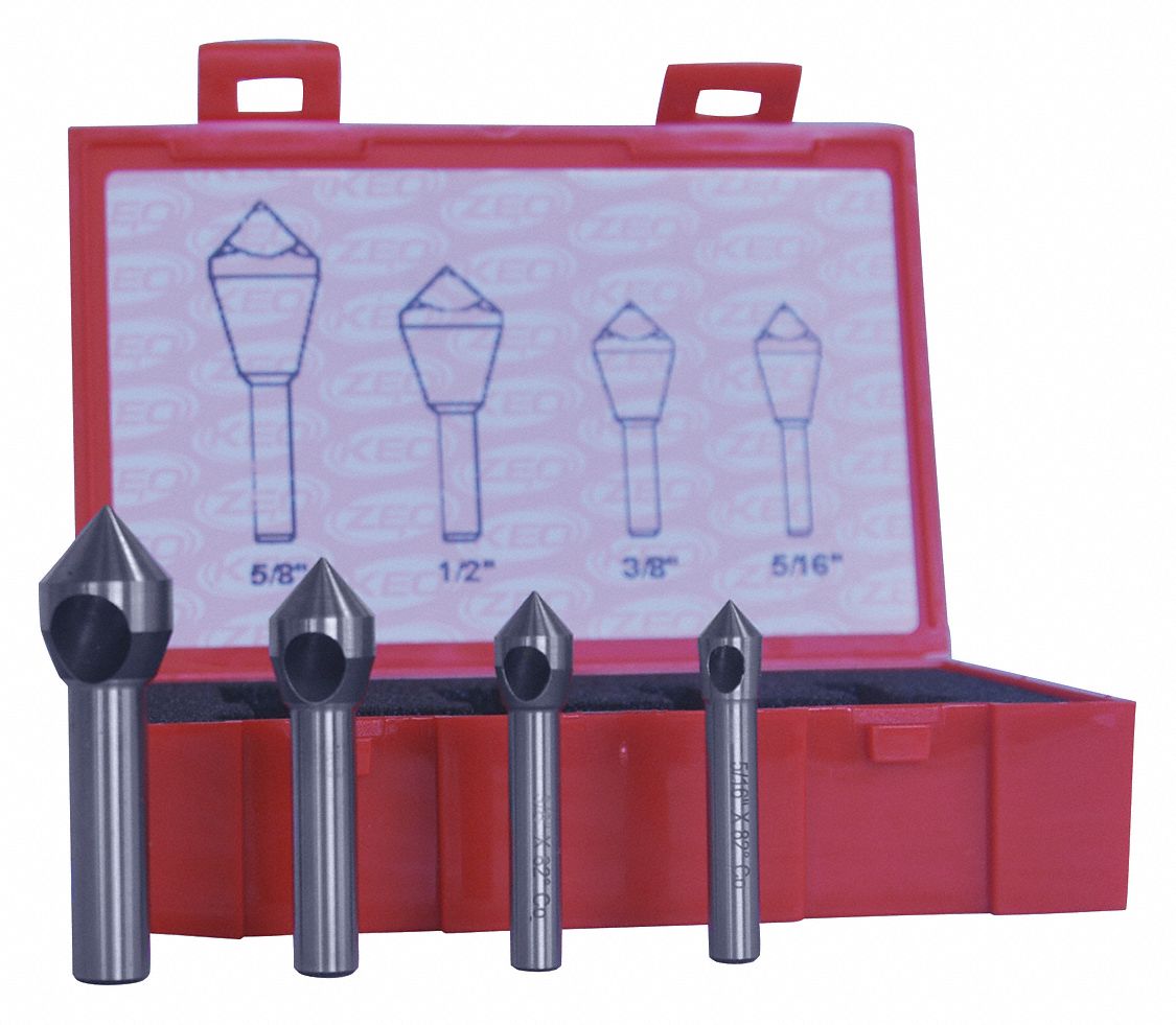CLEVELAND Countersink Set, 82 ° Countersink Angle, Number of Pieces 4, Cobalt, Bright (Uncoated