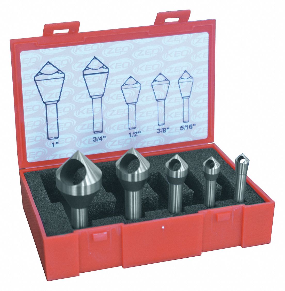 CLEVELAND Countersink Set, 82 ° Countersink Angle, Number of Pieces 5, Cobalt, Bright (Uncoated