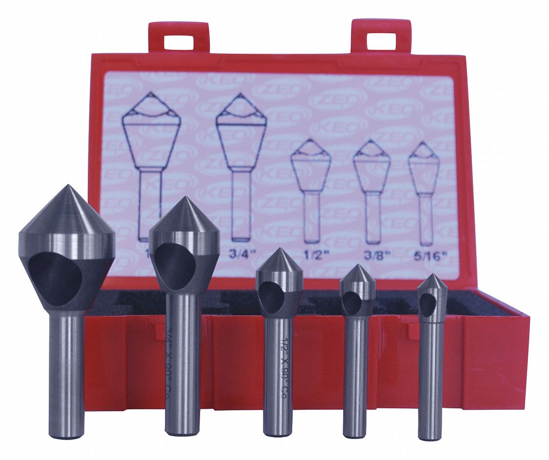 CLEVELAND Countersink Set, 90 ° Countersink Angle, Number of Pieces 5