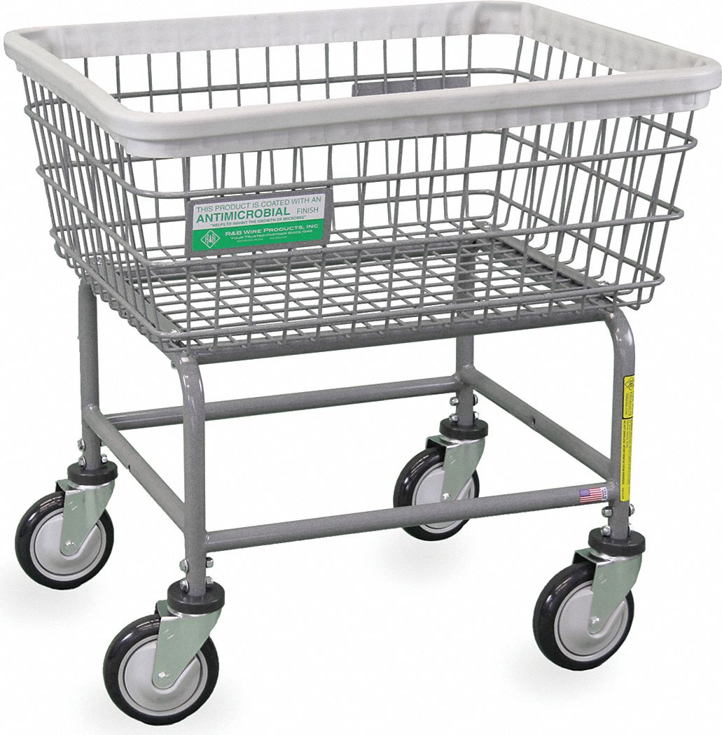 R&B WIRE PRODUCTS INC. 1-Compartment Laundry Cart, 600 lb Capacity, 26 ...
