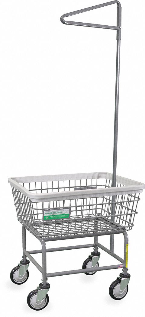 Laundry Cart: Gray, (4) Swivel, 3 cu ft Total Volume, 600 lb Wt Capacity