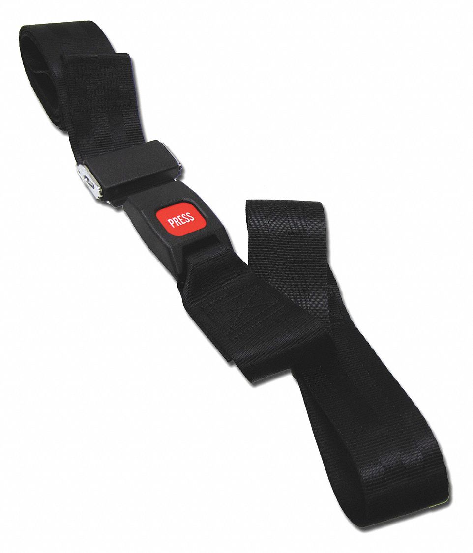 Strap: 9 ft, Nylon, Push Button, Black, 11192 BK
