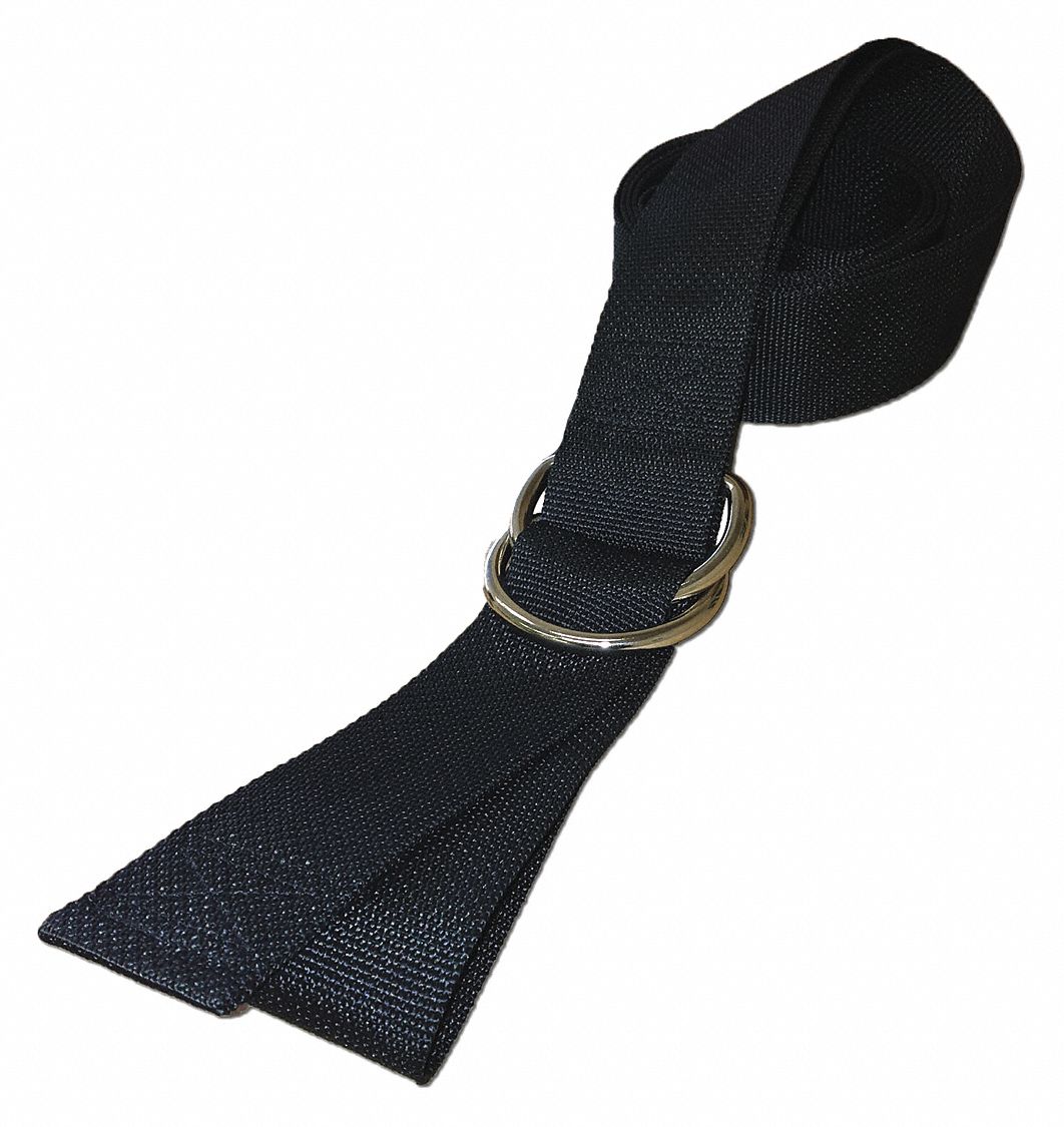 Strap: 9 ft, Nylon, Double D-Ring, Black