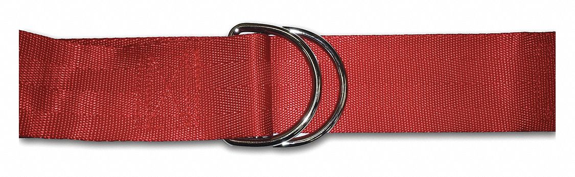 Strap: 9 ft, Nylon, Double D-Ring, Red