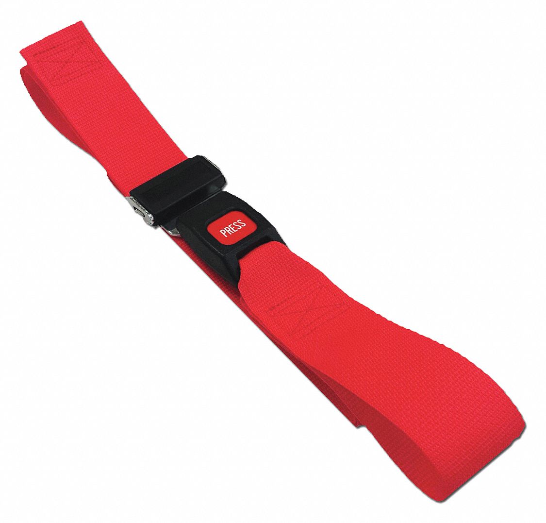 Strap: 7 ft, Polypropylene, Push Button, Red, 21071 RD