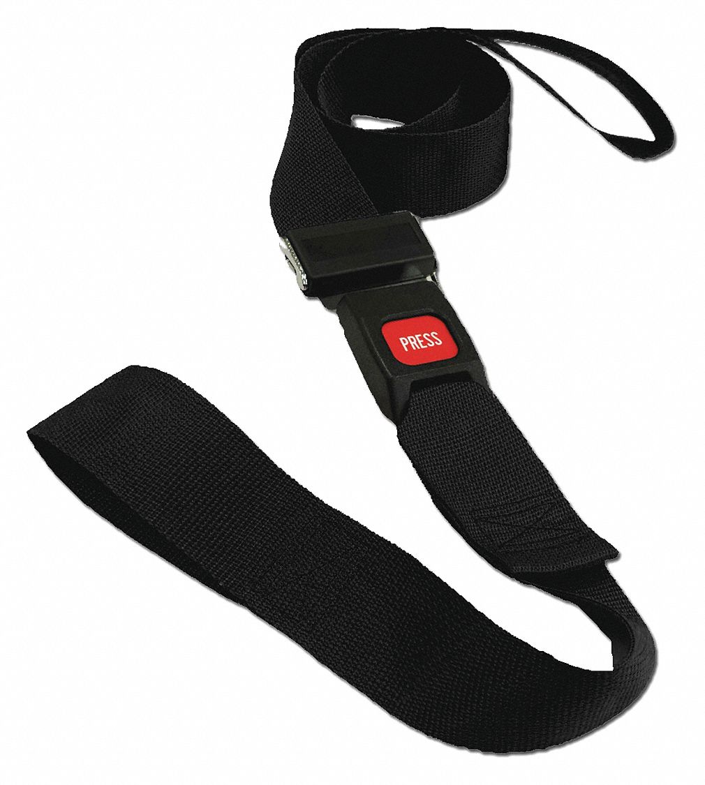 Strap: 7 ft, Polypropylene, Push Button, Black, 21172 BK