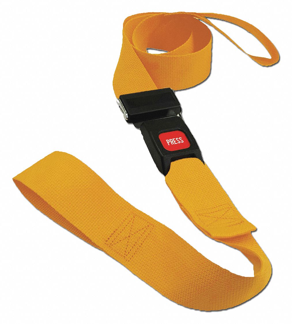 Strap: 5 ft, Polypropylene, Push Button, Yellow, 21152 YL