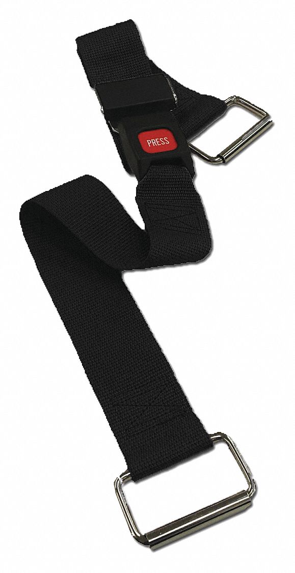 Strap: 7 ft, Polypropylene, Push Button, Black, 21672 BK