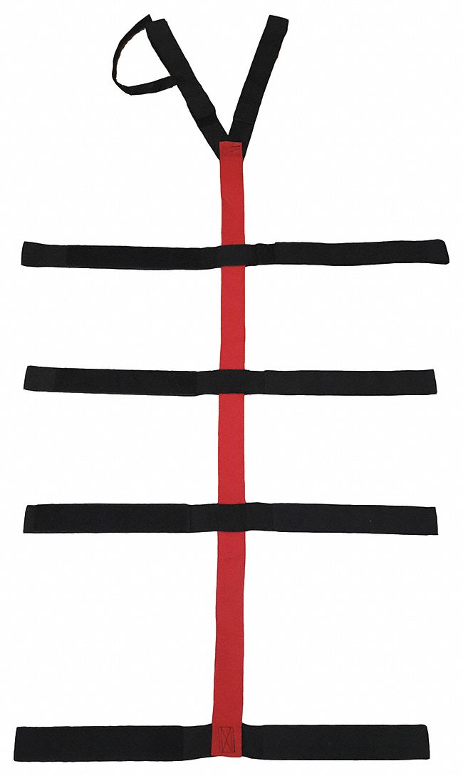 Strap System: 5 ft, Polypropylene, Multi-Color, 22000 BK/RD