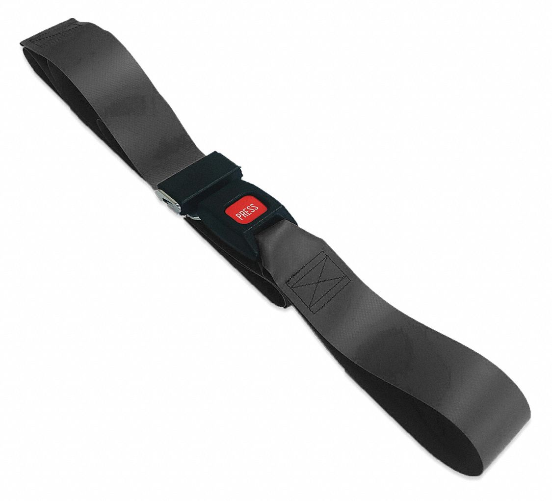 Strap: 4 ft, Vinyl, Push Button, Black