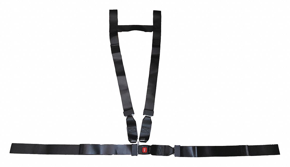 Strap System: 6 ft, Vinyl, Push Button, Black