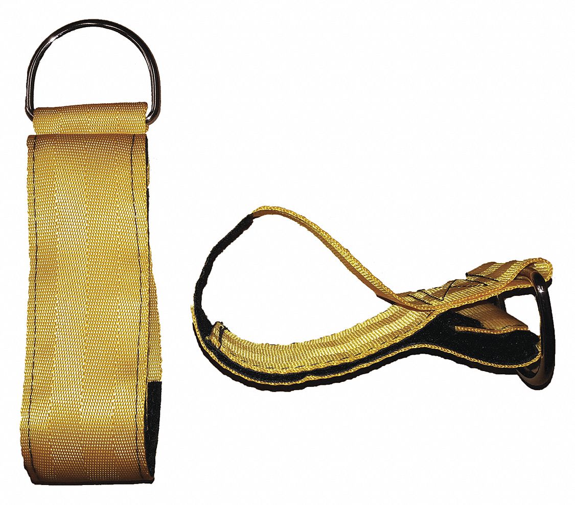 Strap: 3 in, Nylon, Double D-Ring, Yellow