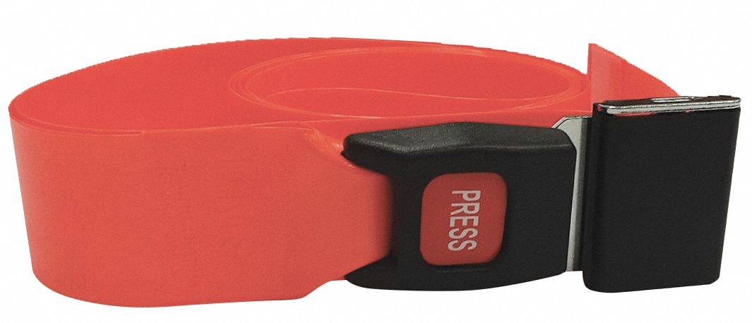 Strap: 2 ft, Polyester, Push Button, Orange