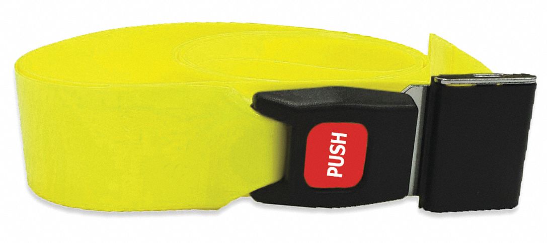 Strap: 2 ft, Polyester, Push Button, Yellow