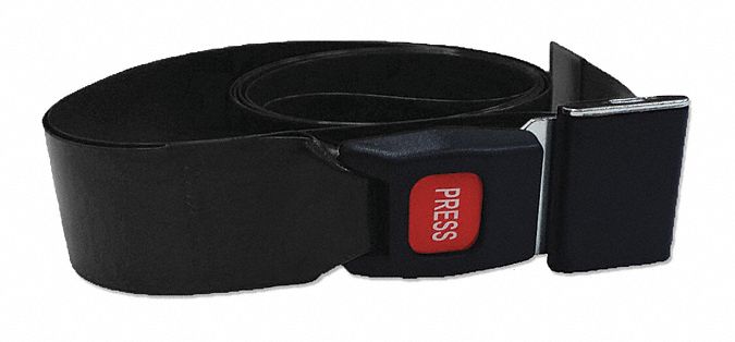 Strap: 2 ft, Polyester, Push Button, Black