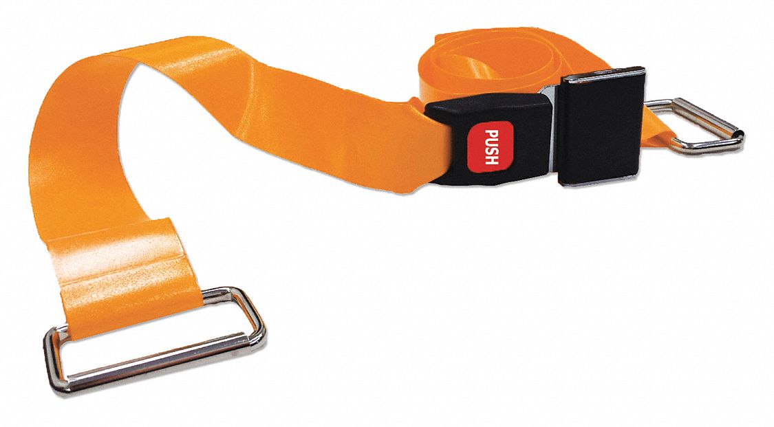 Strap: 5 ft, Polyester, Push Button, Orange, 51652 OR