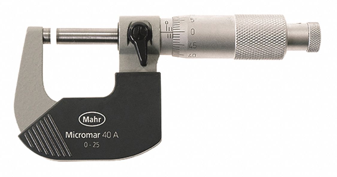 MAHR Mechanical Outside Micrometer, Range 3 in to 4 in, Mechanical Display Type Vernier 446F06