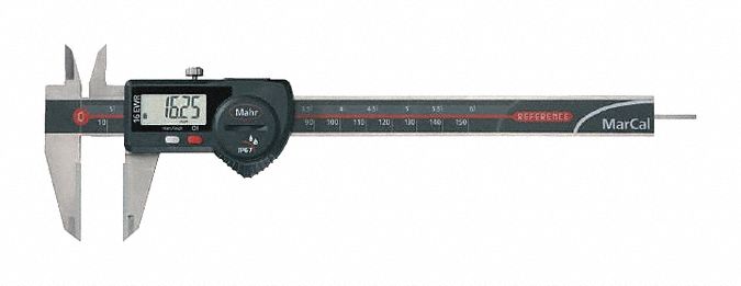 Carbide Jaw 4-Way Digital Caliper: 0 in to 6 in /0 mm to 150 mm, IP67, Inch/Metric, Cabled