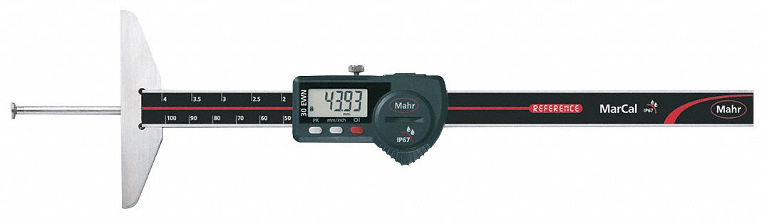 Blade-Style Digital Depth Gauge: 0 in to 4 in /0 mm to 100 mm, IP67, ±0.03 mm Accuracy