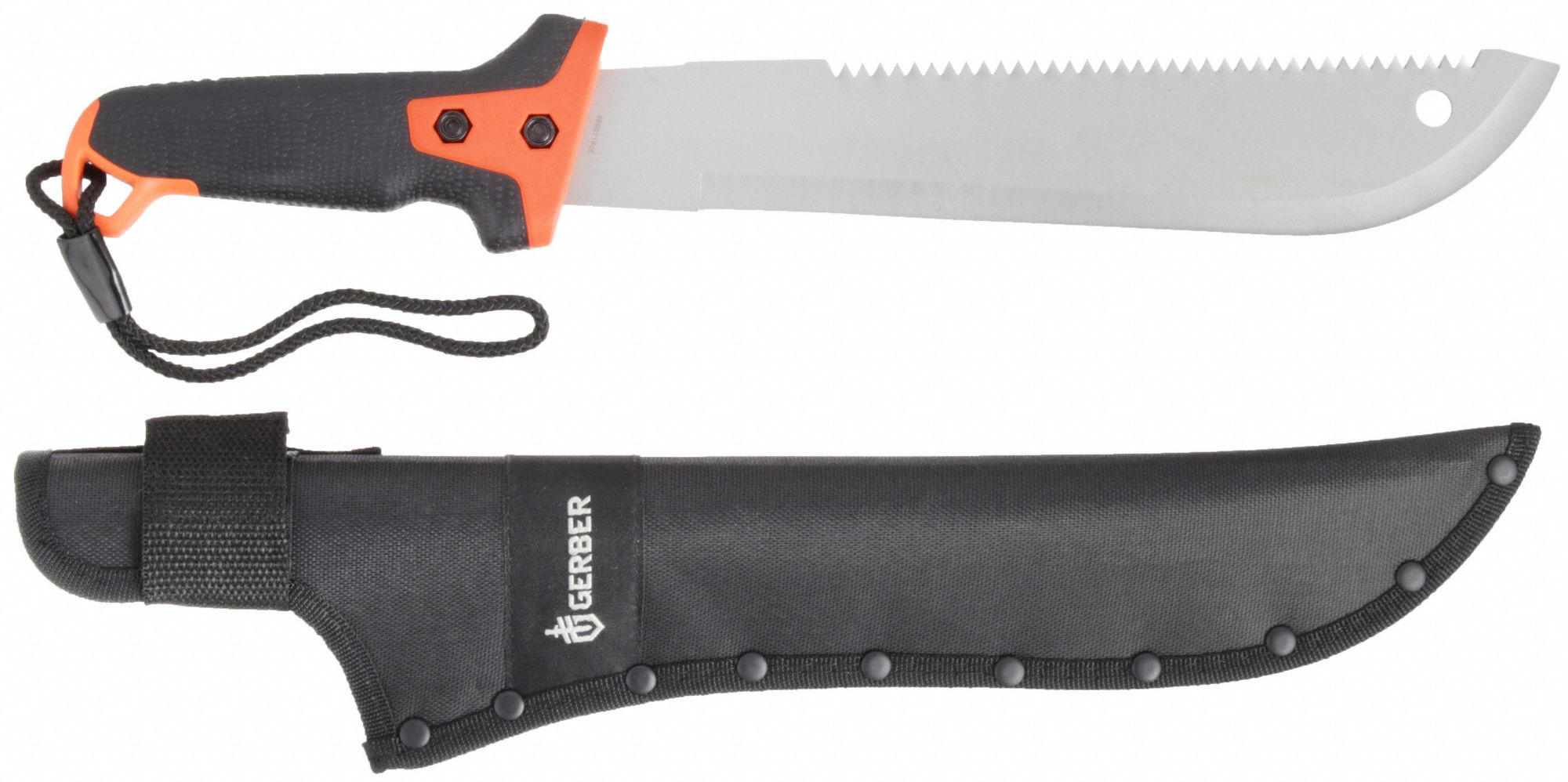 MACHETE, 17¼ IN OVERALL L, 11 IN CUTTING EDGE L, STAINLESS STEEL, RUBBER, 1 LB WT