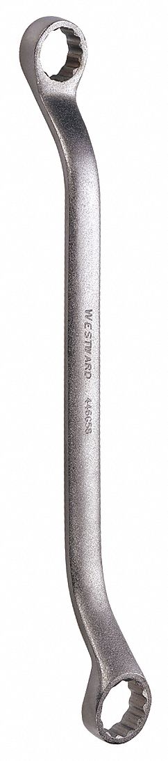 BOX END WRENCH, ALLOY STEEL, SATIN, ⅝ IN/11/16 IN HEAD SIZE, 9½ IN OVERALL L, OFFSET
