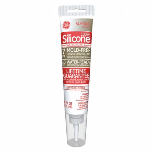 GE Almond Caulk, Silicone, 2.8 oz 446G7128055 Grainger