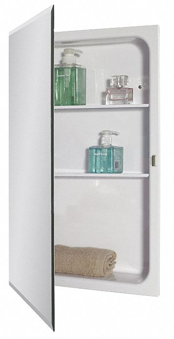 Medicine Cabinet: Rectangular, 26 in x 16 in x 3 3/4 in, Glass, Rust Resistant