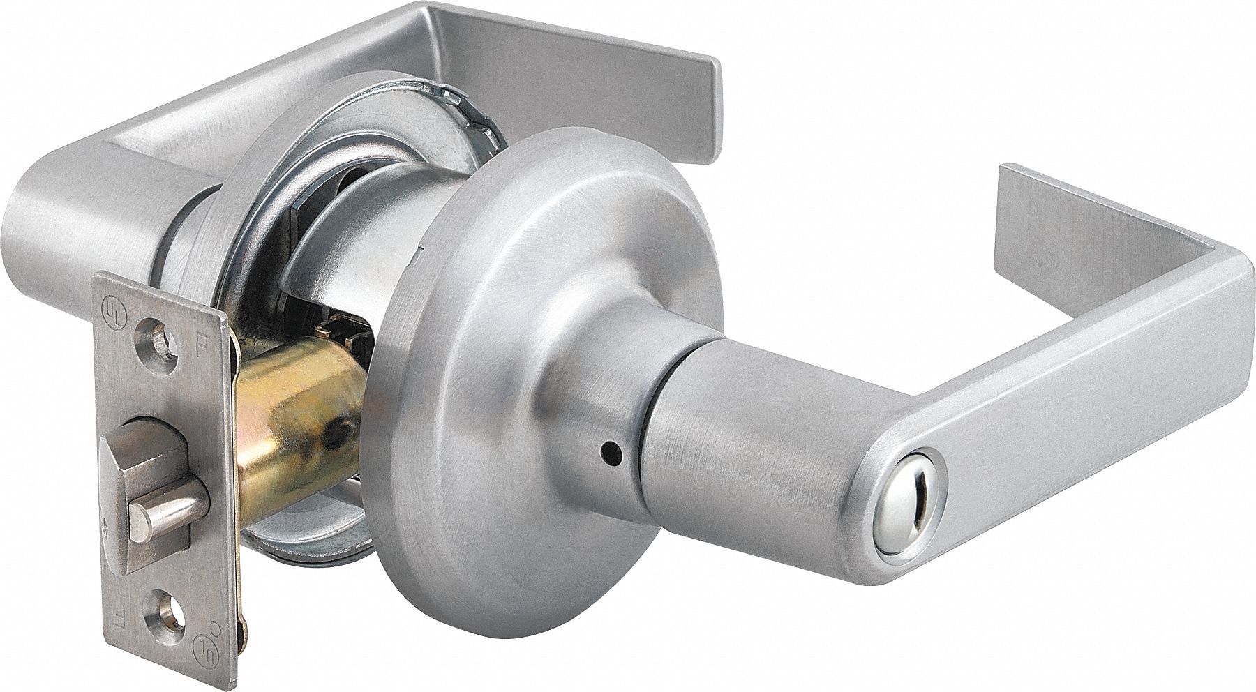 BEST Door Lever Lockset, Mechanical, Standard Duty, Not Keyed, Satin Chrome, 2 3/4 in Backset