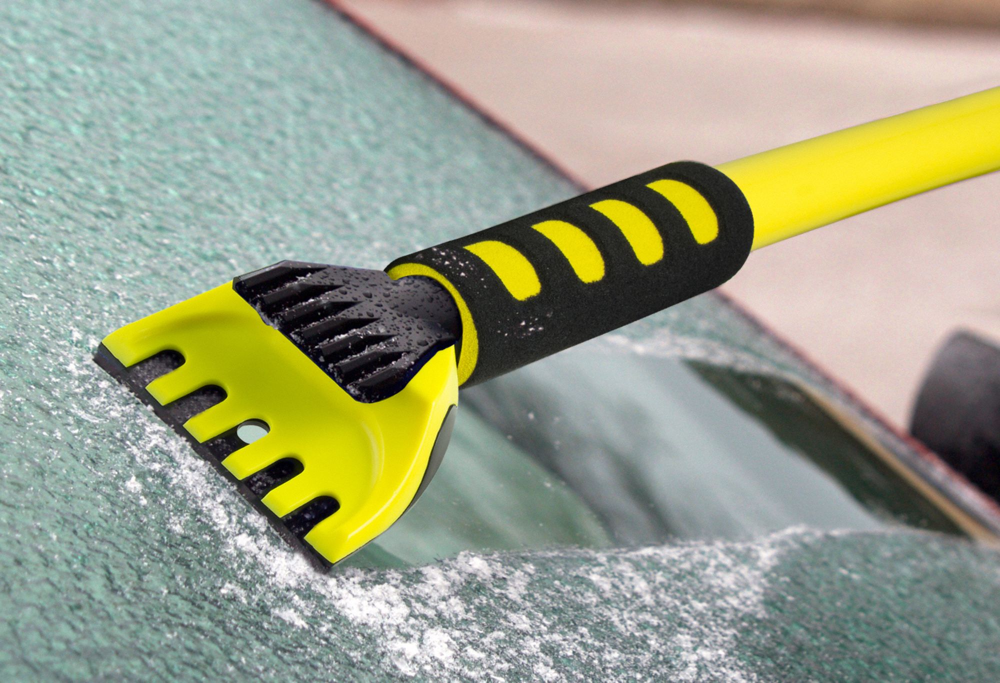 SUBZERO Snow Broom and Scraper Telescopic Handle, 12 3/4 in Brush Head Wd, 35 in to 48 in