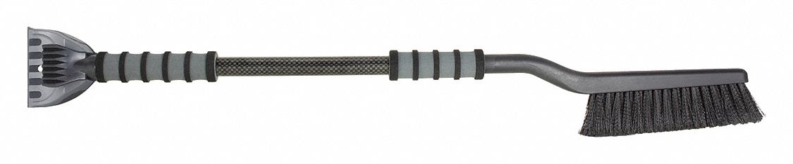 Snow Brush and Scraper: Fixed Handle, Fixed Head, 9 1/2 in Brush Head Wd, 39 in Handle Lg