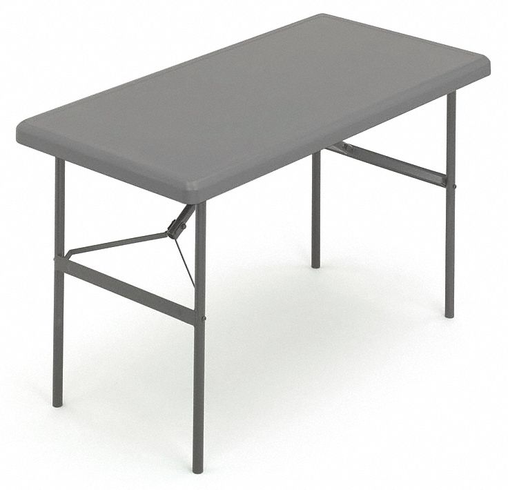 Industrial Grade 12F624 Table 5 Ft Gray Rectangular Blow Molded 