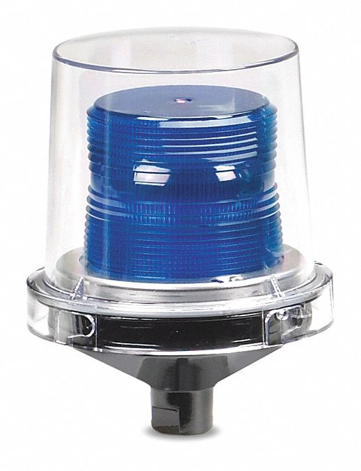 Strobe Light: 24V DC, 7 1/2 in Overall Ht, 5 1/2 in Overall Dia, Blue, 224XST-024B