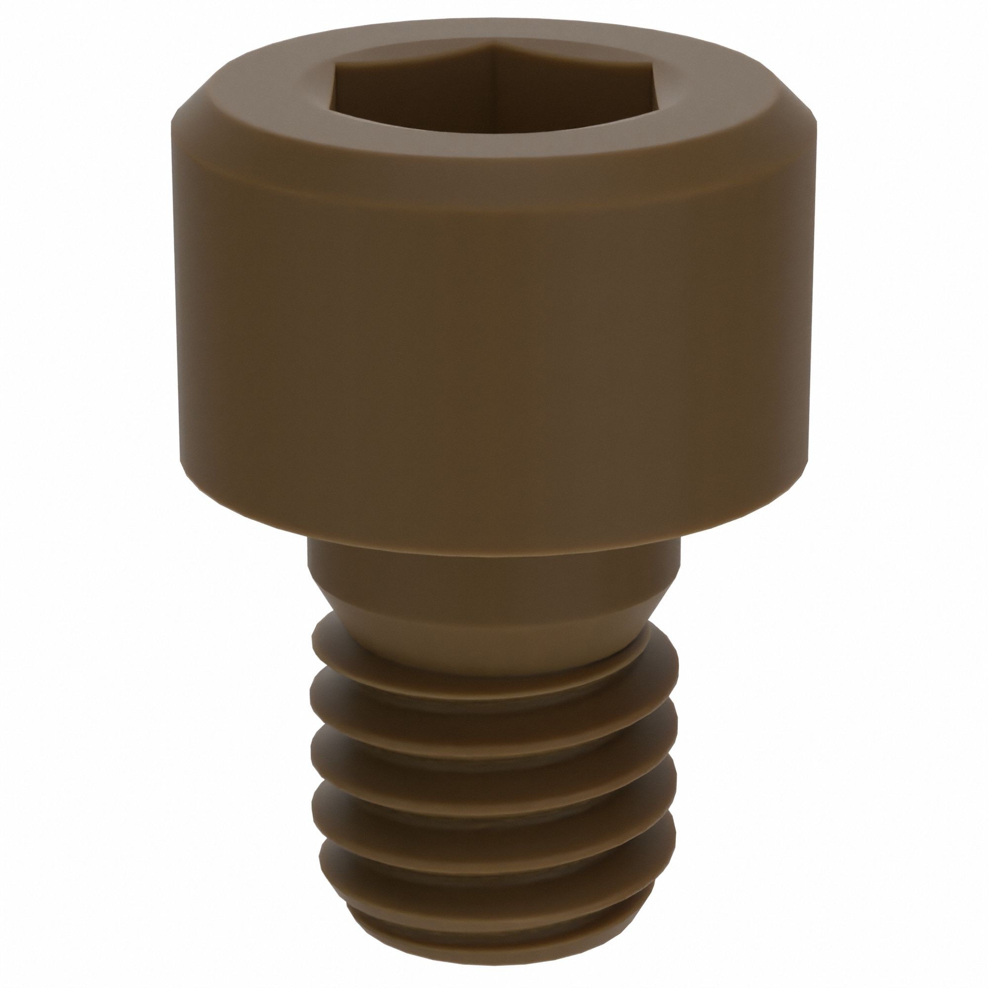 Socket Head Cap Screw: M6x1.00 Thread Size, 8 mm Lg, Std, Plain, Glass-Filled PEEK, 10 PK