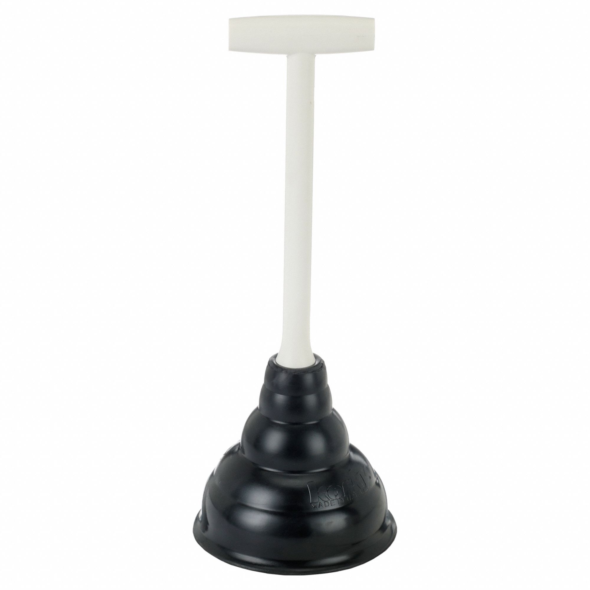 Plunger: Rubber, 9 in Handle Lg, 5 1/2 in Max Dia