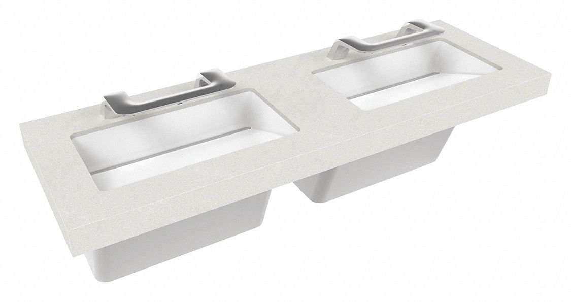 Wash Station: OmniDeck, Silver Mist, Terreon®, Sensor, 63 in Overall Lg, 26 in Overall Wd