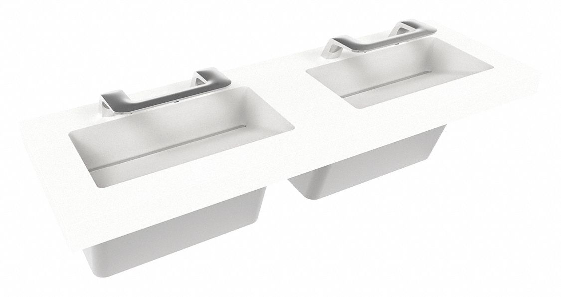 Wash Station: OmniDeck, Glacier, Terreon®, Sensor, 63 in Overall Lg, 26 in Overall Wd