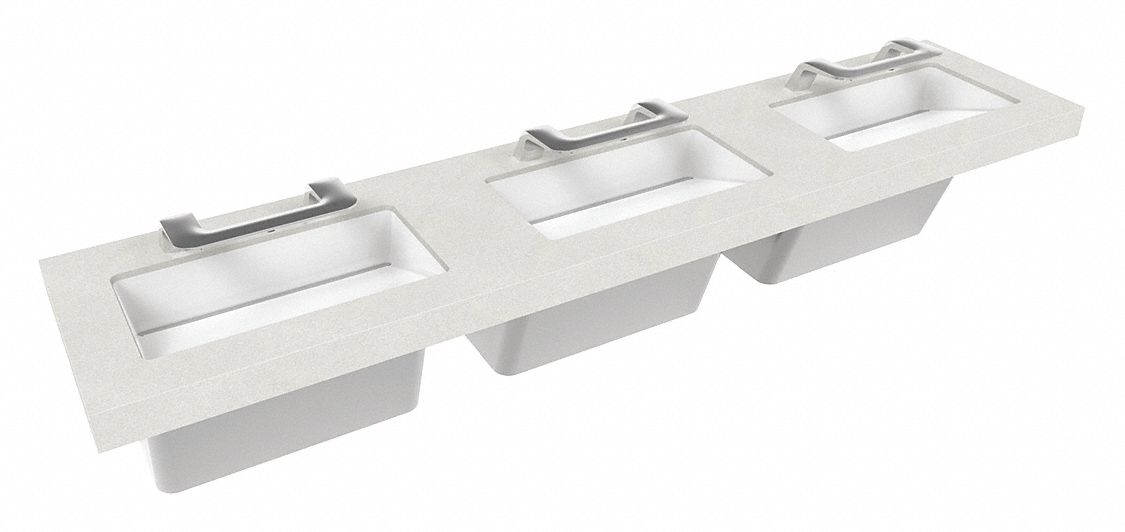 Wash Station: OmniDeck, Silver Mist, Terreon®, Sensor, 93 in Overall Lg, 26 in Overall Wd