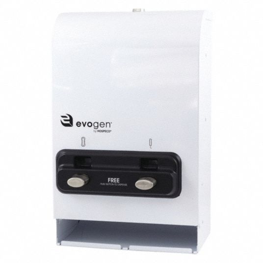 EVOGEN, Coin Free, White, Sanitary Napkin and Tampon Dispenser 447K01EV2FREE Grainger