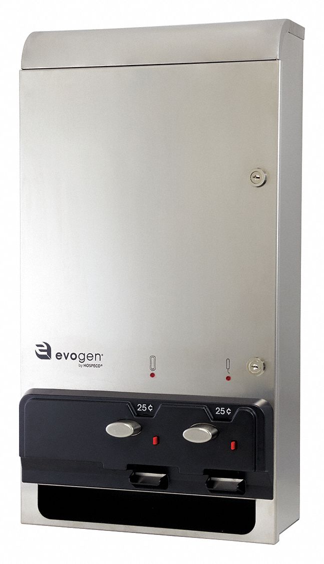 EVOGEN Dual Dispenser Silver, Stainless Steel, 26 in Ht