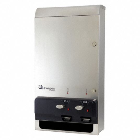 EVOGEN Dual Dispenser Silver, Stainless Steel, 26 in Ht, 5 5/8 in Wd